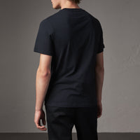 T-shirt en coton avec appliqué dessiné - Navy