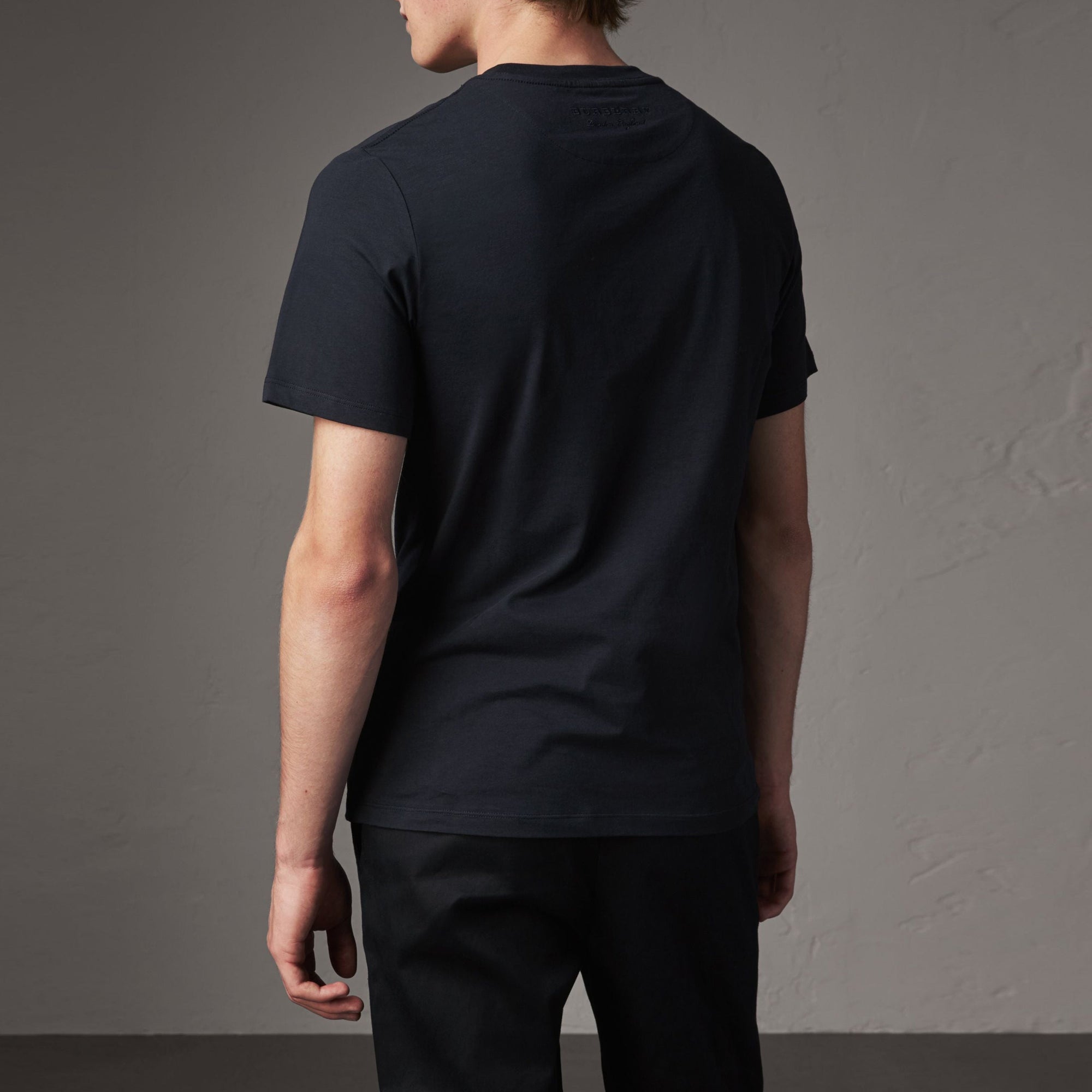T-shirt en coton avec appliqué dessiné - Navy