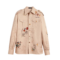 Chemise militaire en coton à imprimé humoristique - Sand