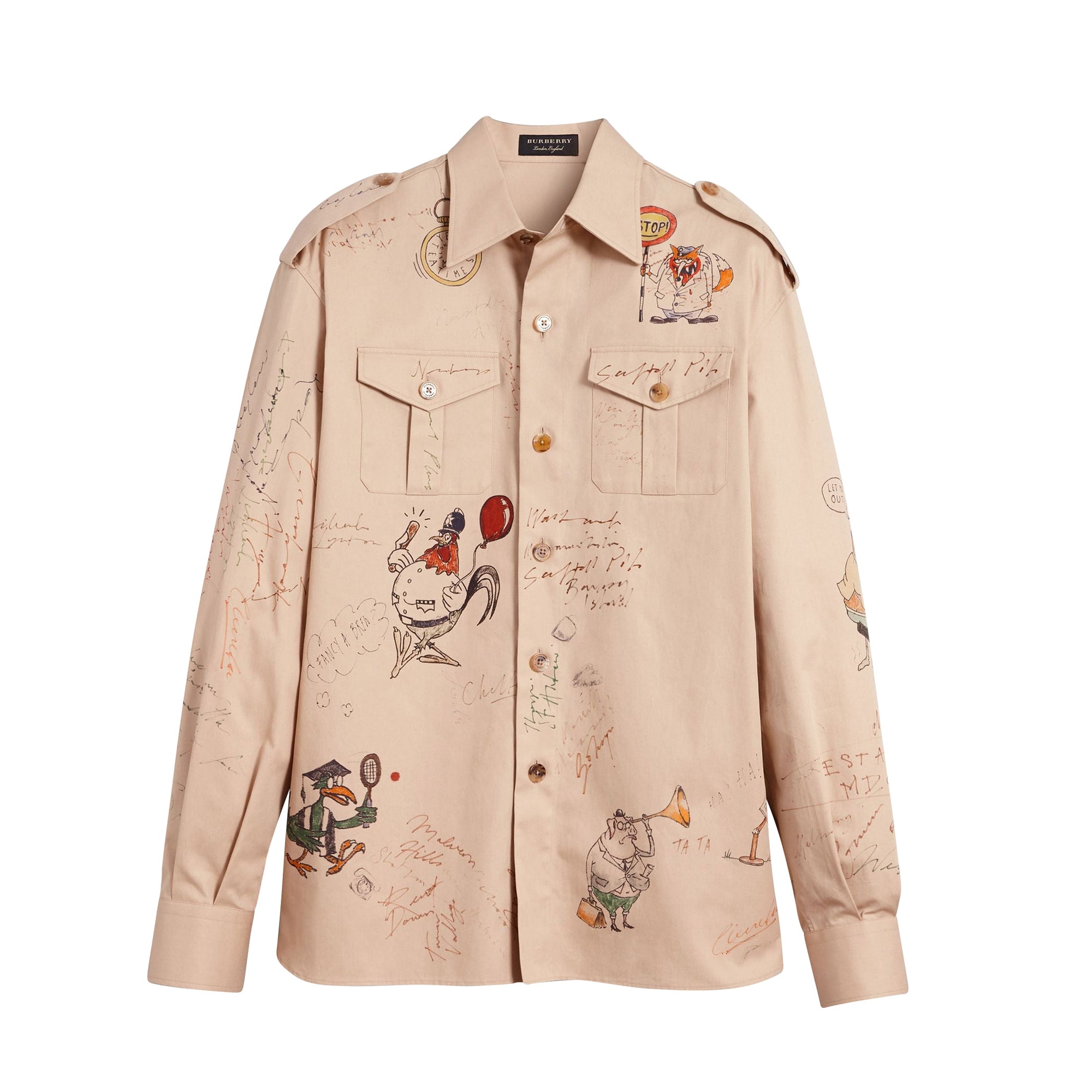 Chemise militaire en coton à imprimé humoristique - Sand