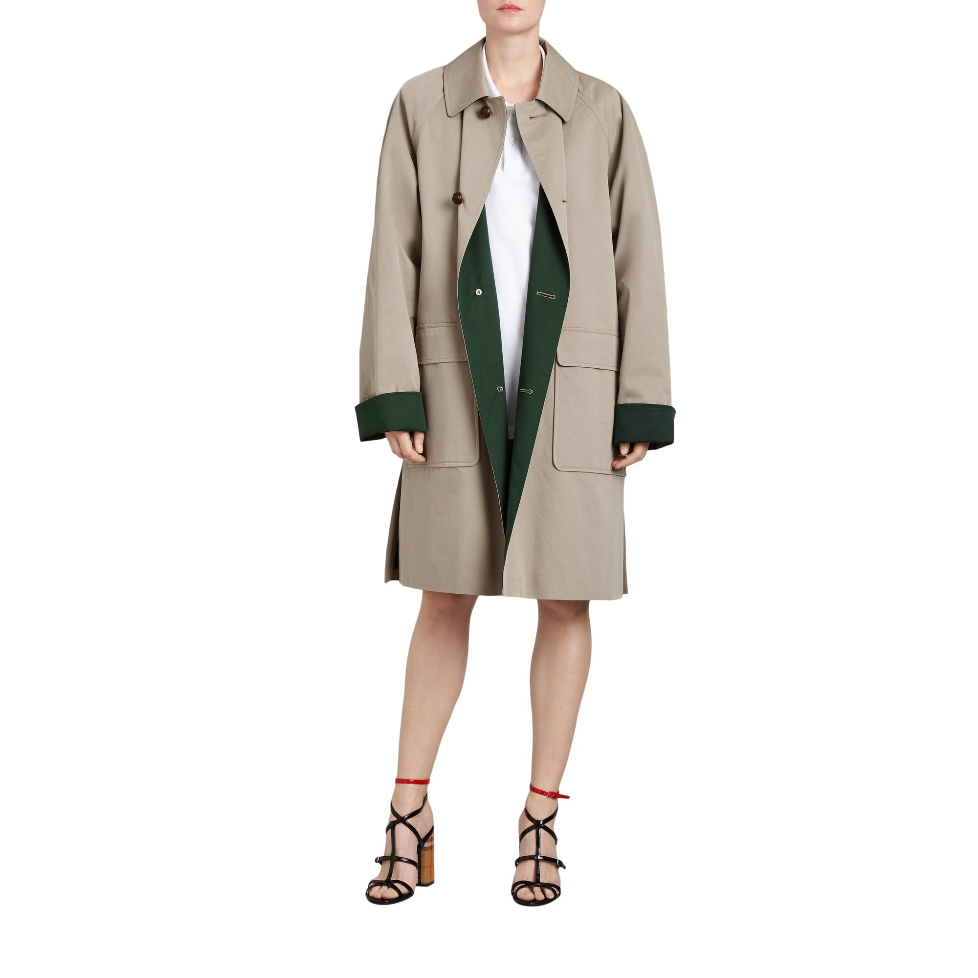 Paletot en gabardine de coton cirée revisité - Khaki