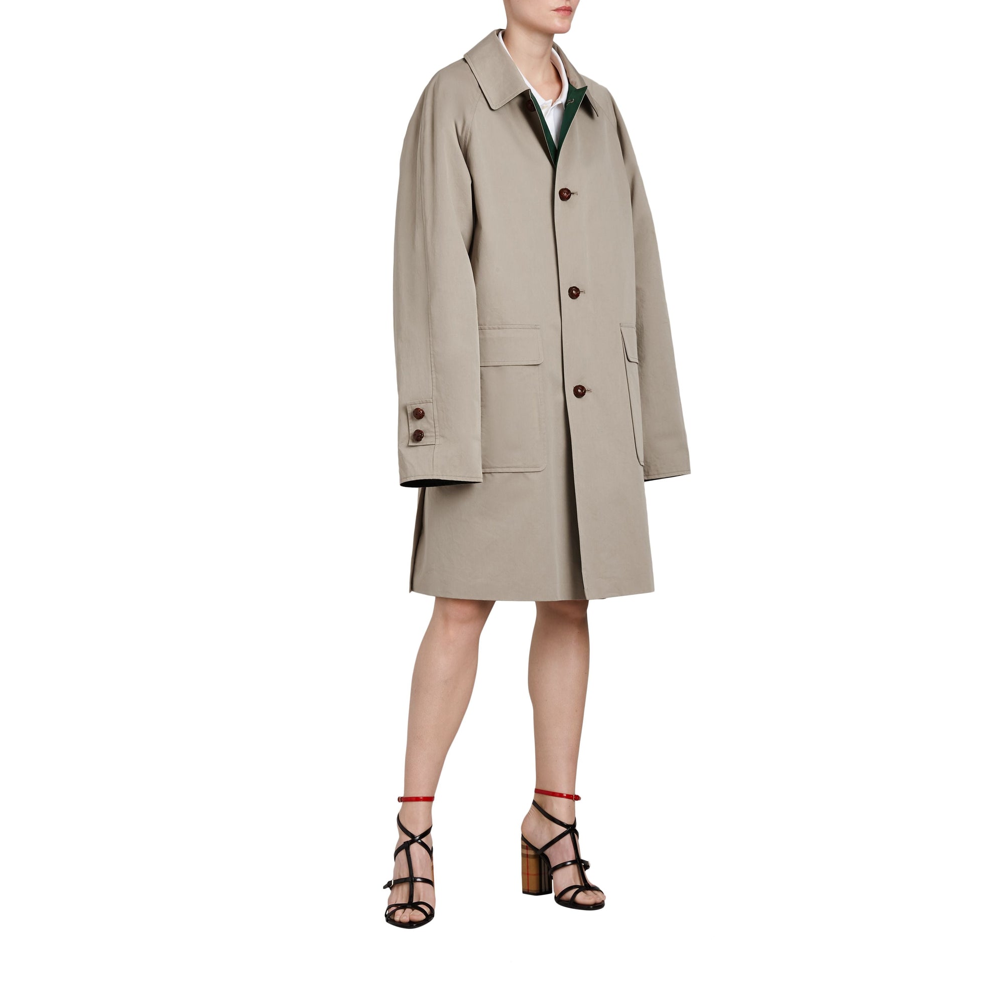Paletot en gabardine de coton cirée revisité - Khaki