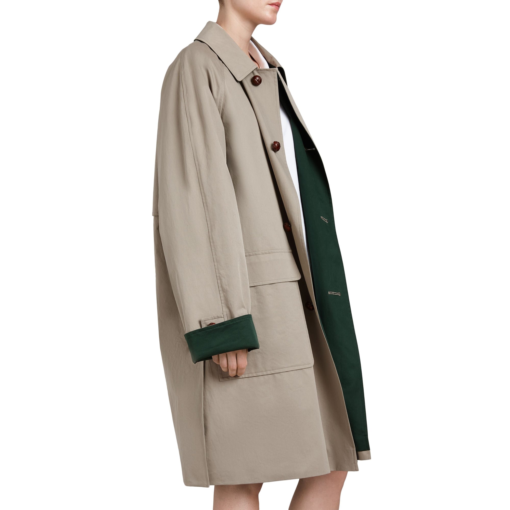 Paletot en gabardine de coton cirée revisité - Khaki