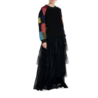 Jupe à volants en tulle filet ajouré - Black