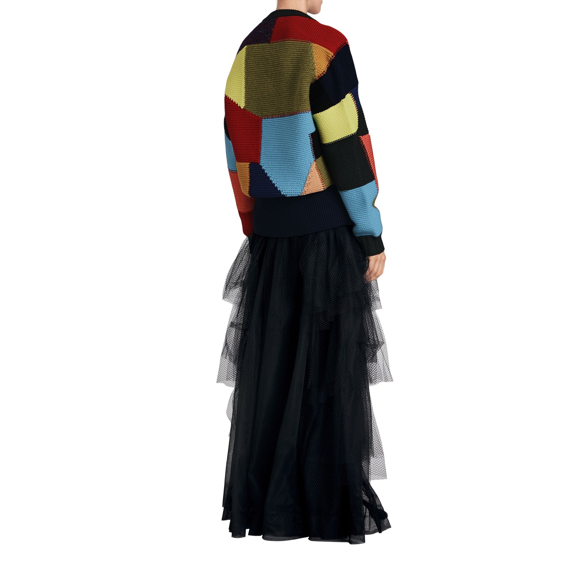 Jupe à volants en tulle filet ajouré - Black