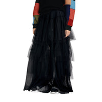 Jupe à volants en tulle filet ajouré - Black