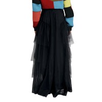 Jupe à volants en tulle filet ajouré - Black
