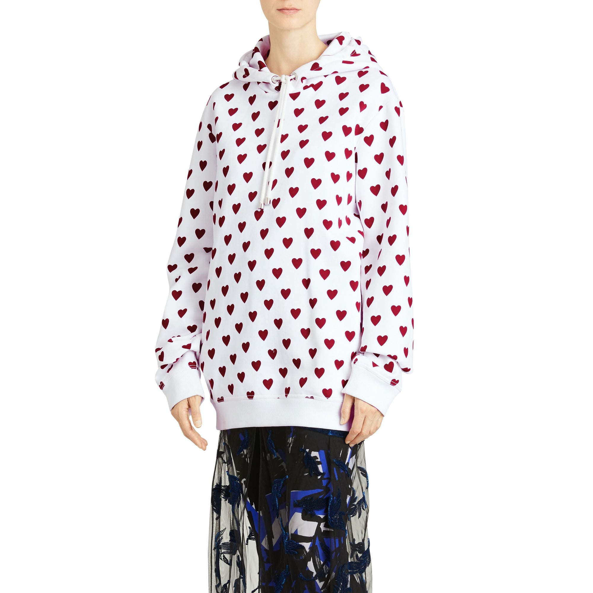 Sweat-shirt à capuche avec imprimé cœurs - Windsor Red