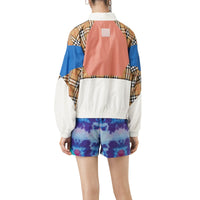 Veste de survêtement en soie à empiècement Vintage check - White
