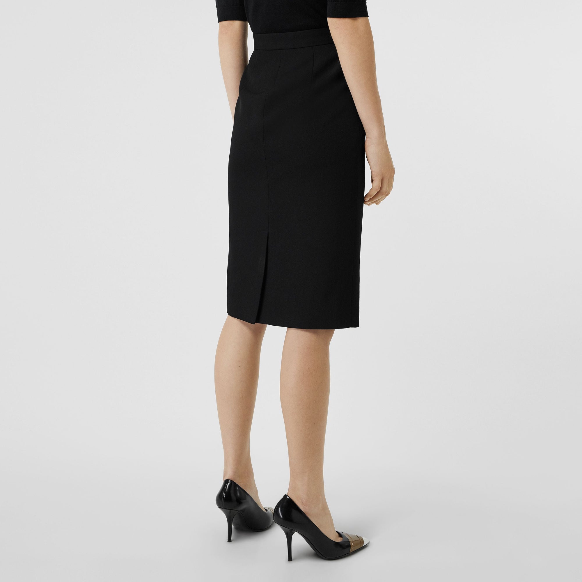 Jupe crayon taille haute en laine - Black