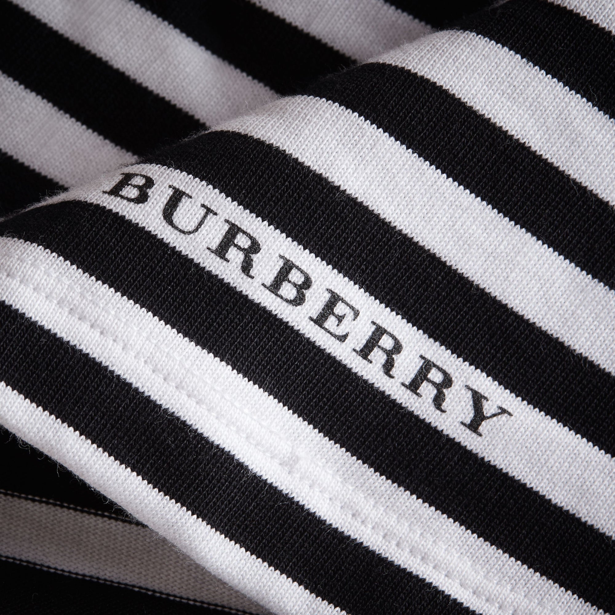 T-shirt marinière en coton avec appliqué en dentelle - Black & White
