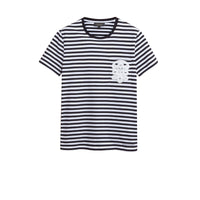 T-shirt marinière en coton avec appliqué en dentelle - Black & White