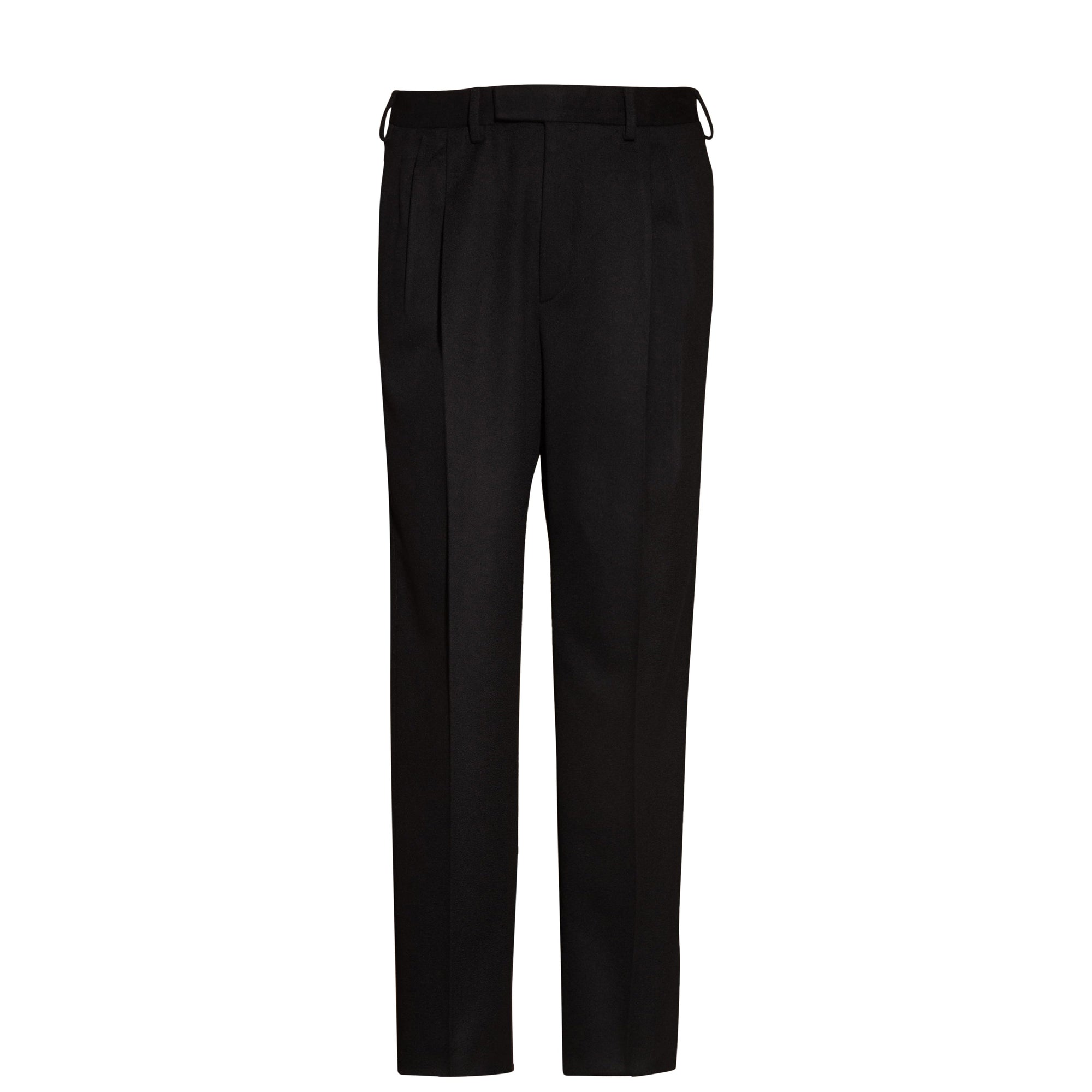 Pantalon large en laine enduite tissée en Angleterre - Navy Black