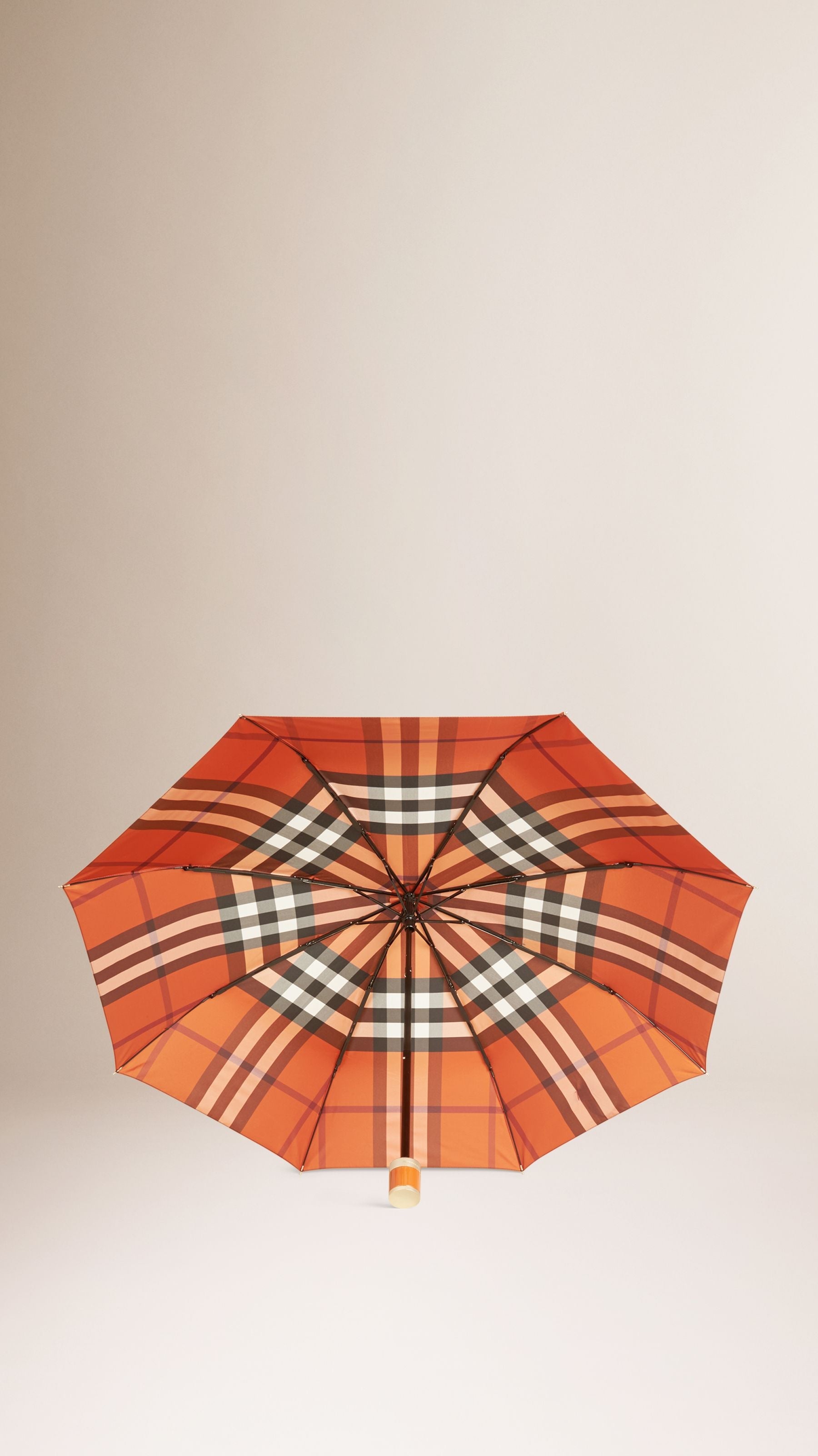Parapluie télescopique à motif check - Burnt Orange