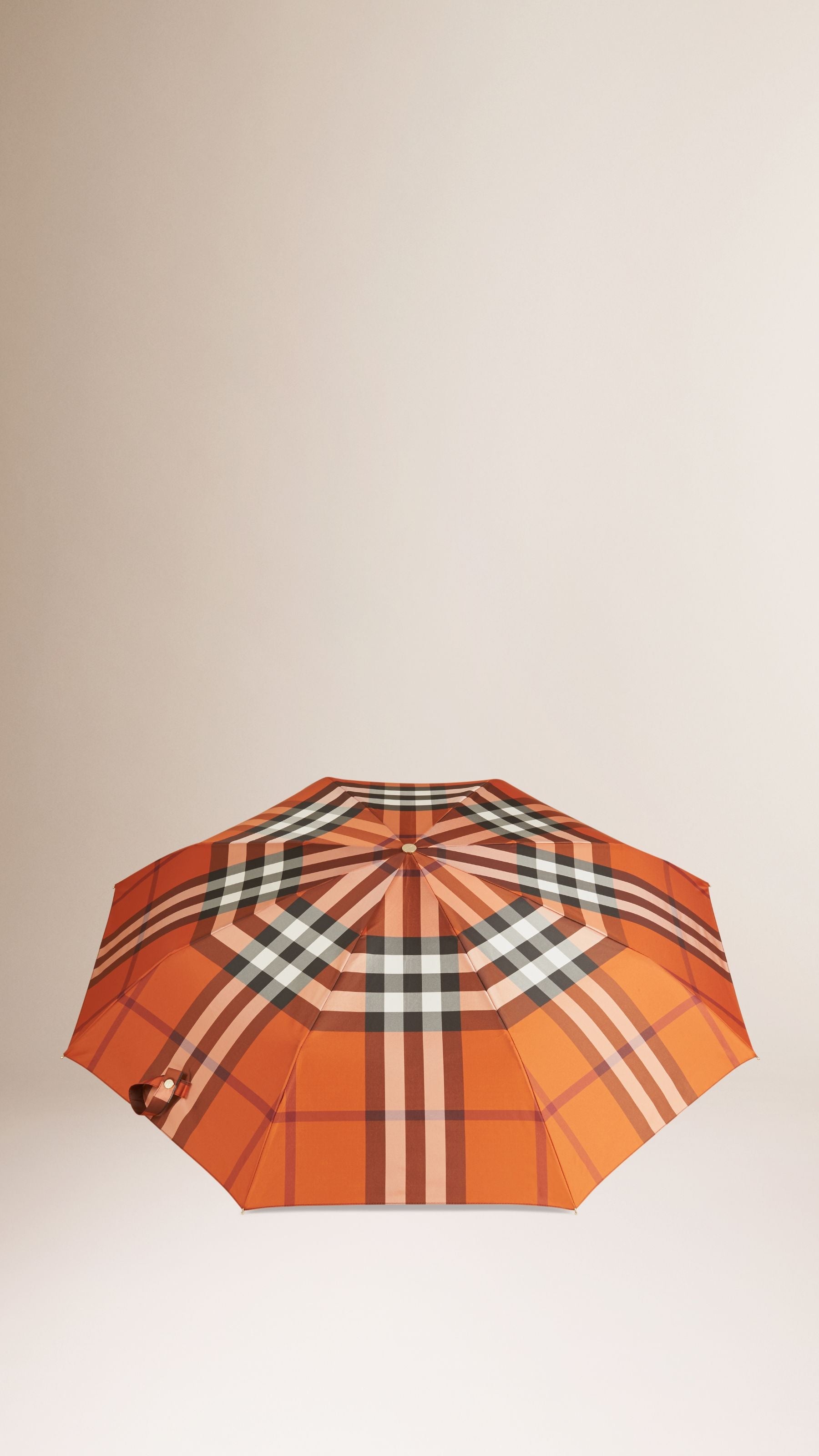 Parapluie télescopique à motif check - Burnt Orange