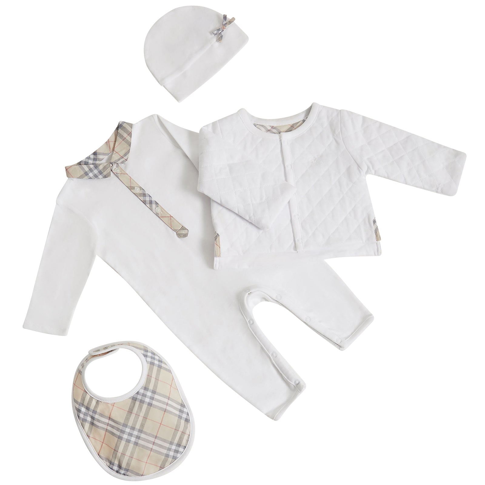 Coffret cadeau bébé quatre pièces en coton - White