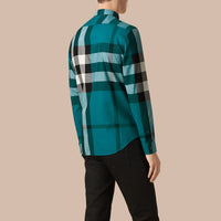 Chemise en coton à motif check - Dark Aqua