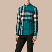 Chemise en coton à motif check - Dark Aqua