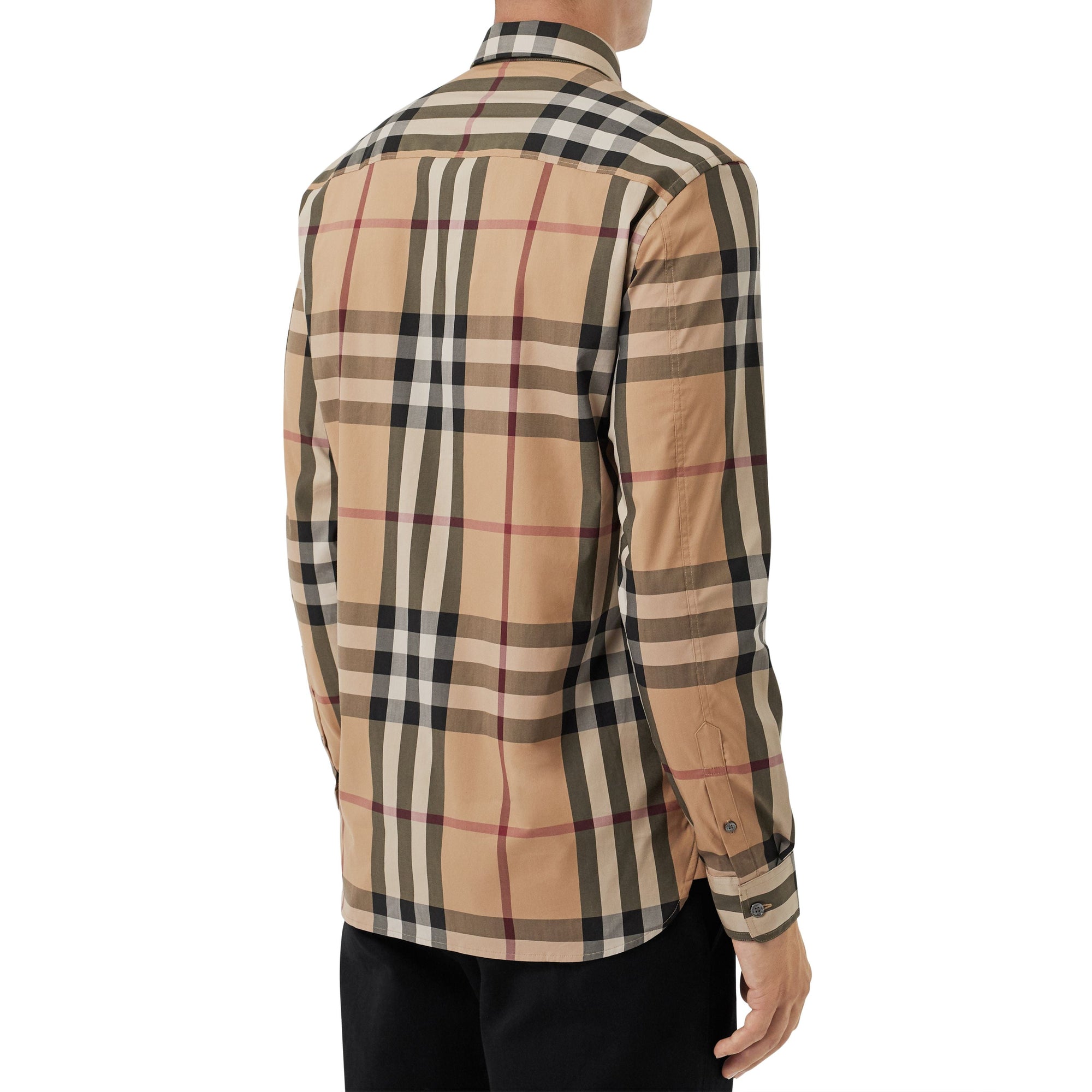 Chemise en coton extensible à motif check - Camel