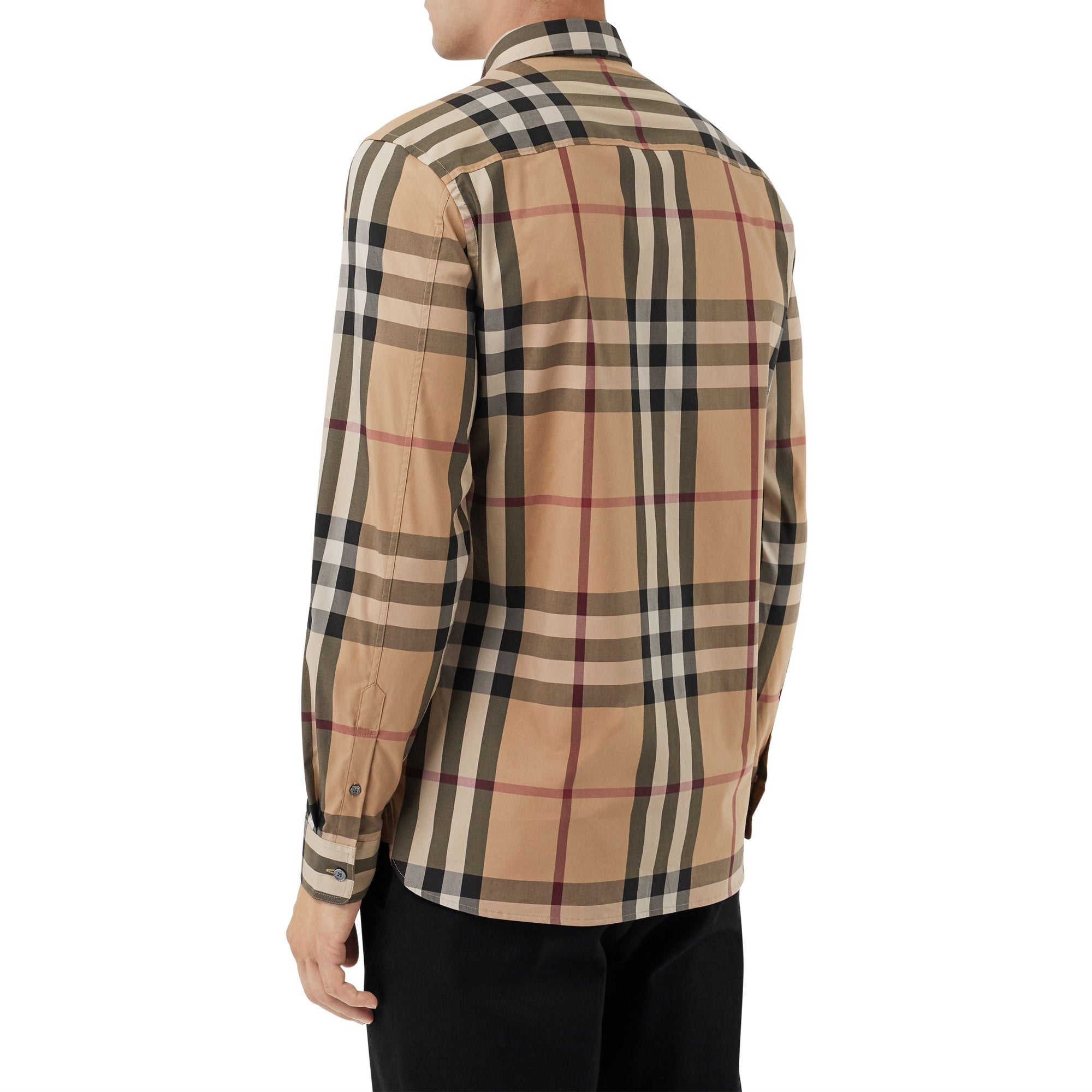 Chemise en coton extensible à motif check - Camel