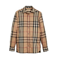 Chemise en coton extensible à motif check - Camel