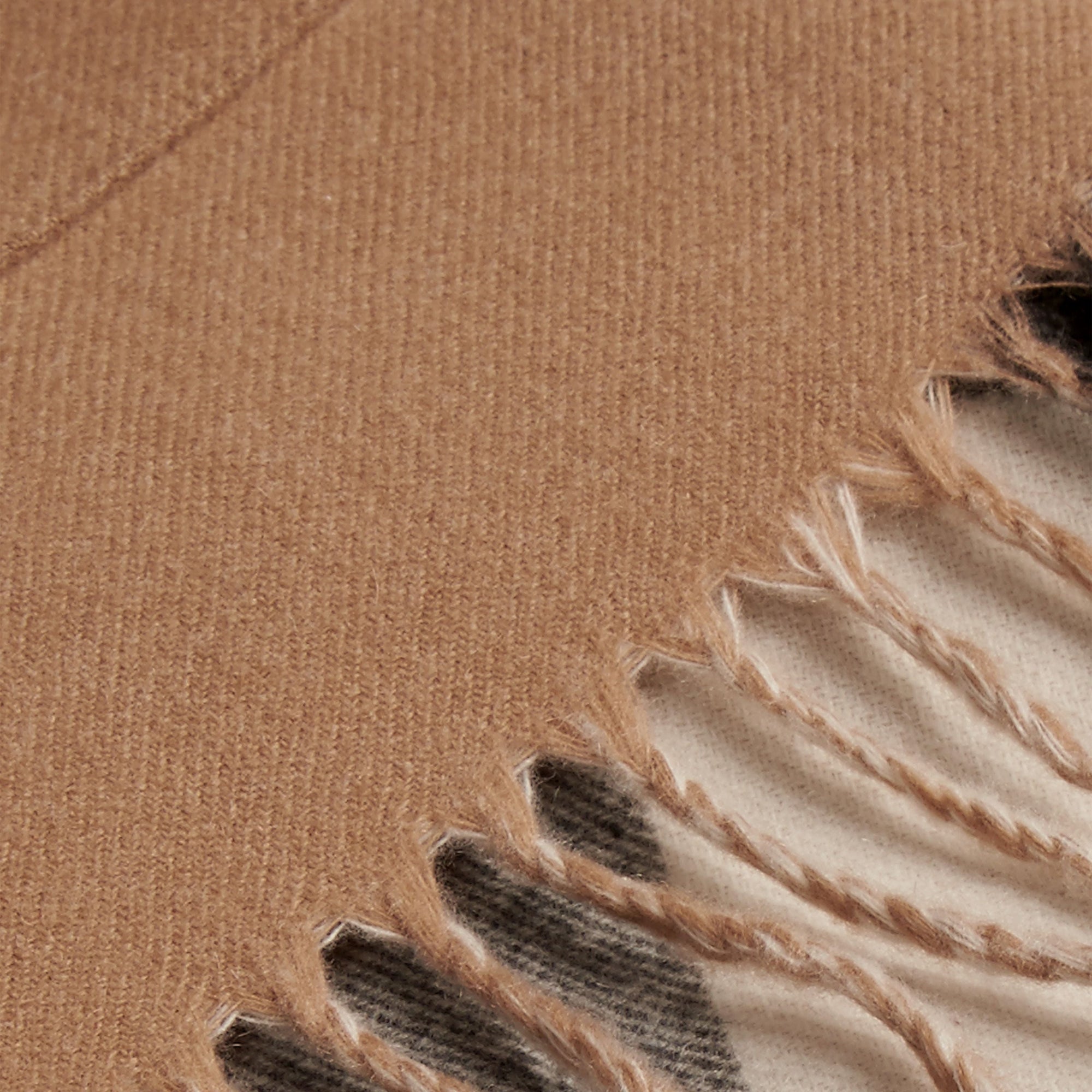 Étole en cachemire et laine avec doublure à motif check - Ivory
