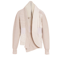 Veste en maille de laine et cachemire avec col en shearling - Natural White