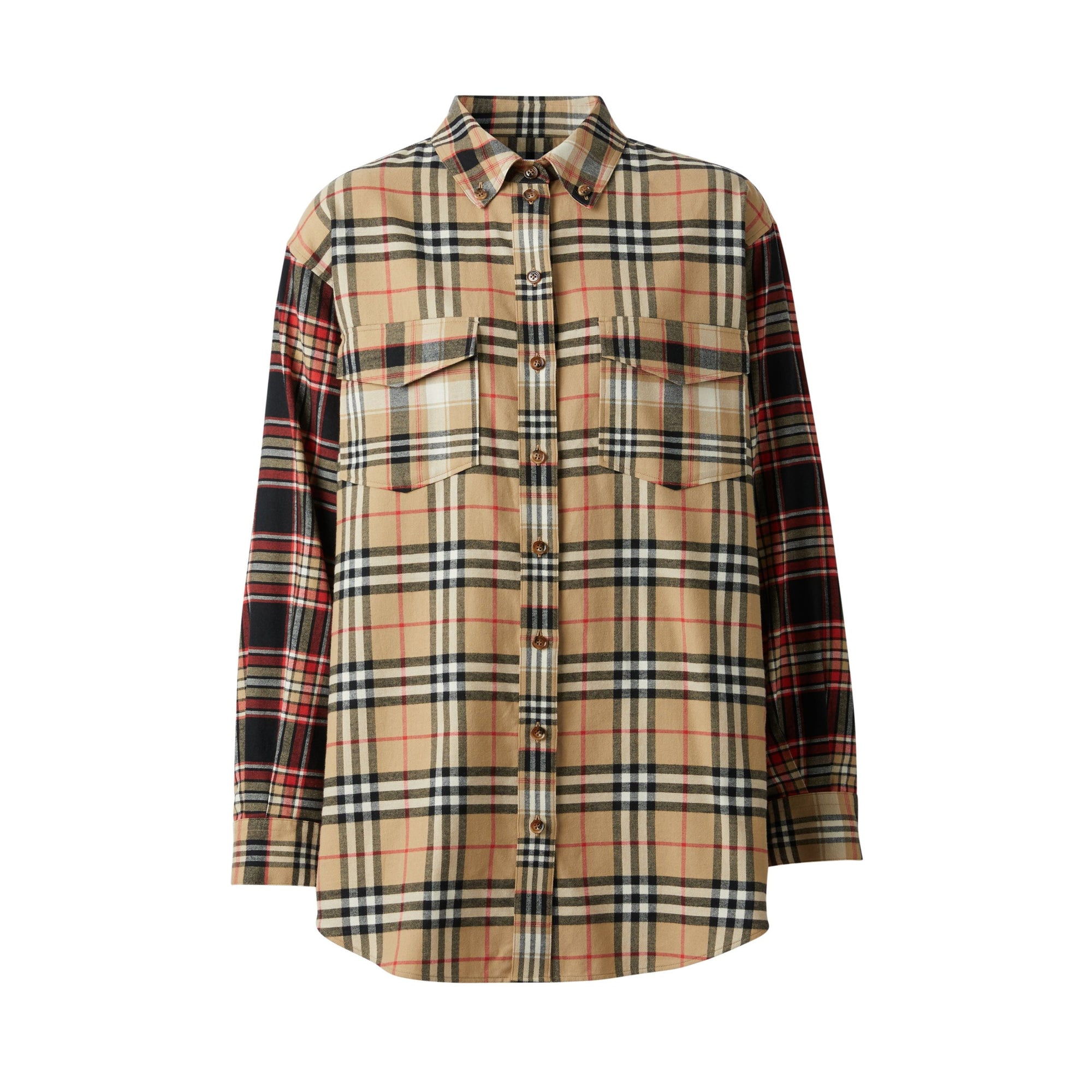Chemise oversize en flanelle de coton check - Archive Beige