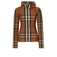 Haut à capuche en jersey stretch check - Birch Brown