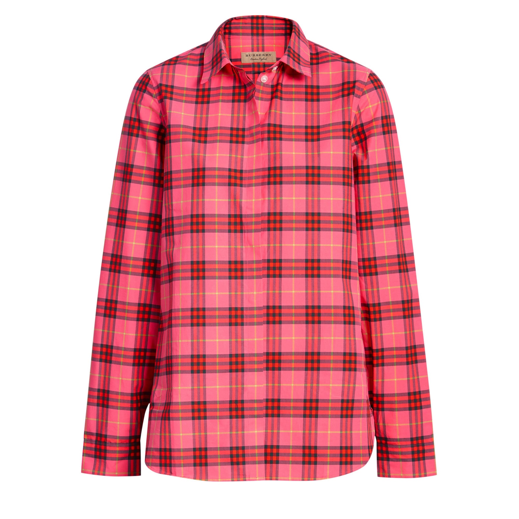Chemise en coton à motif check - Coral Red