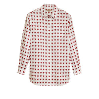 Chemise en lin avec imprimé à cœurs - Parade Red