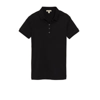 Polo en piqué de coton extensible avec éléments check - Black