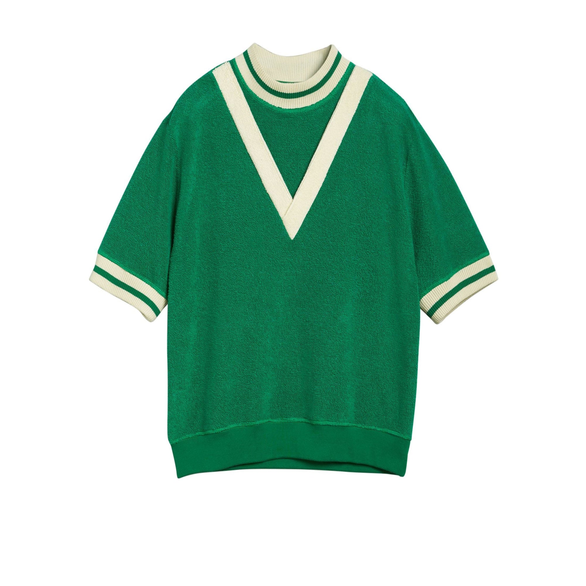 Haut molletonné en coton à rayures - Fern Green