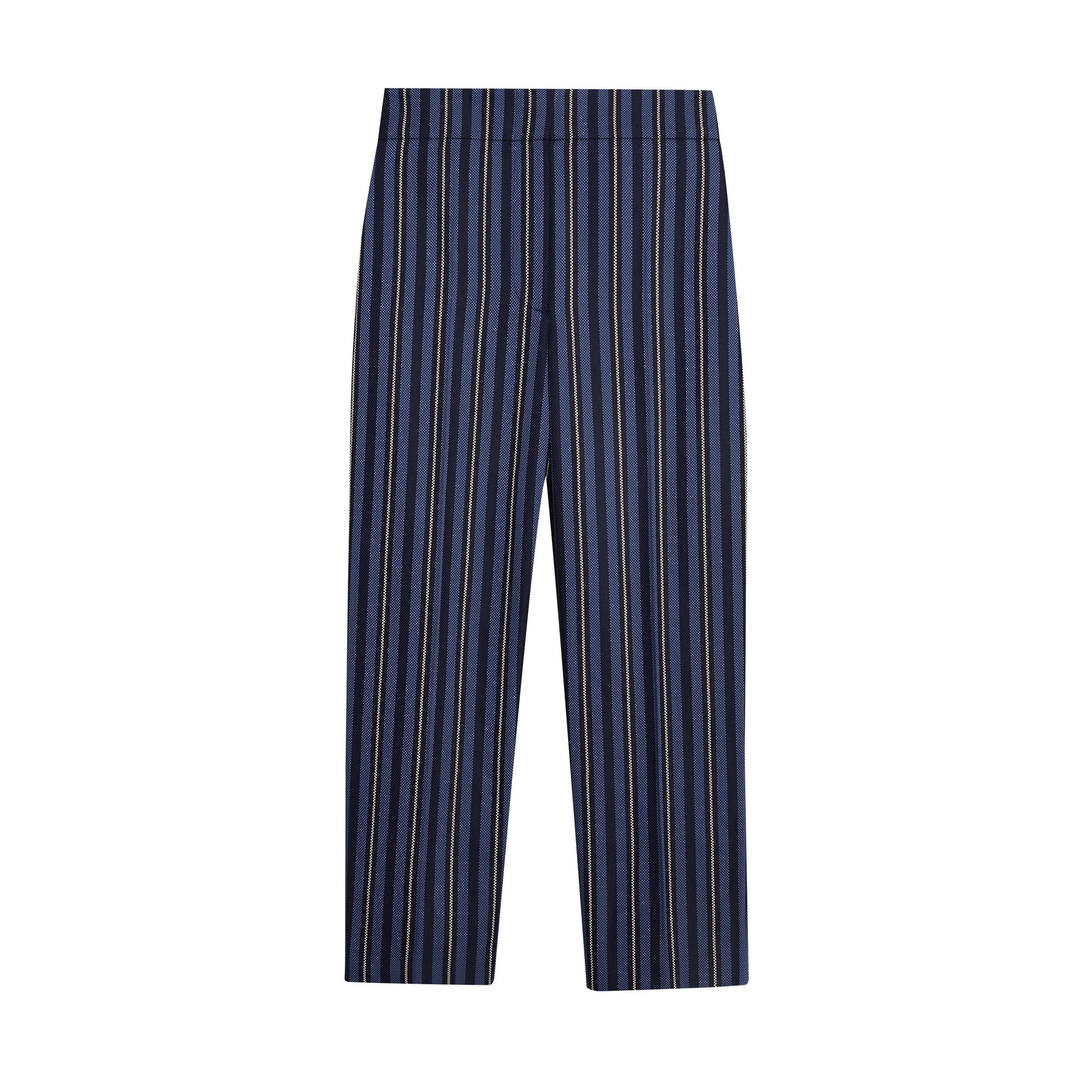 Pantalon 7/8 à rayures en laine mélangée - Navy & Light Blue