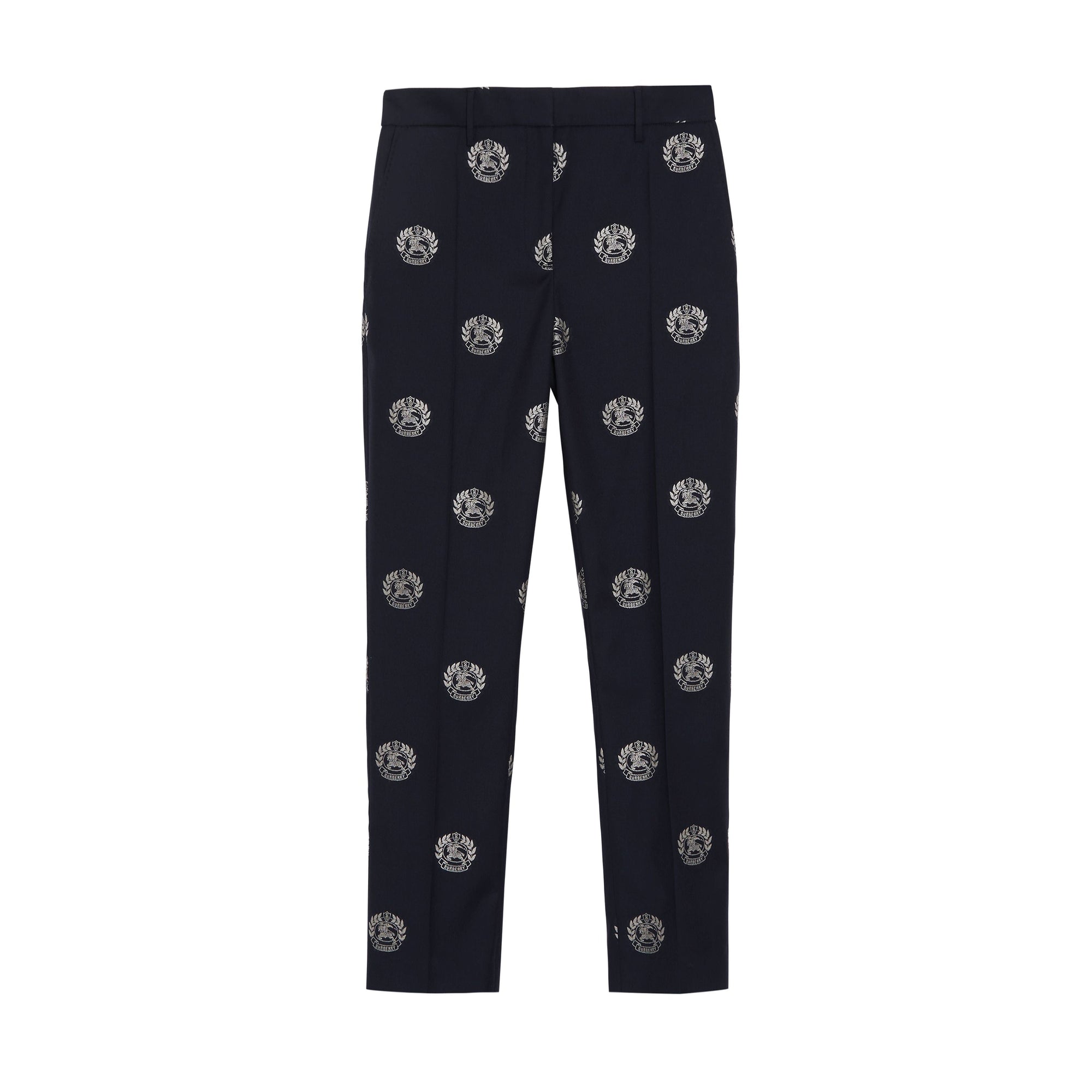 Pantalon tailleur 7/8 en laine avec écusson - Midnight Blue