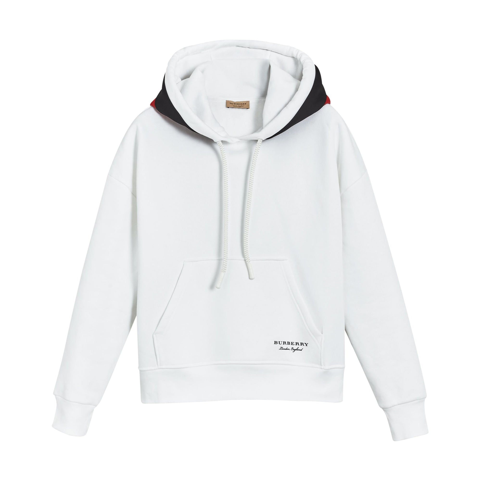 Sweat-shirt à capuche en jersey rayé - White