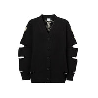 Cardigan en laine et cachemire avec écusson en intarsia - Black