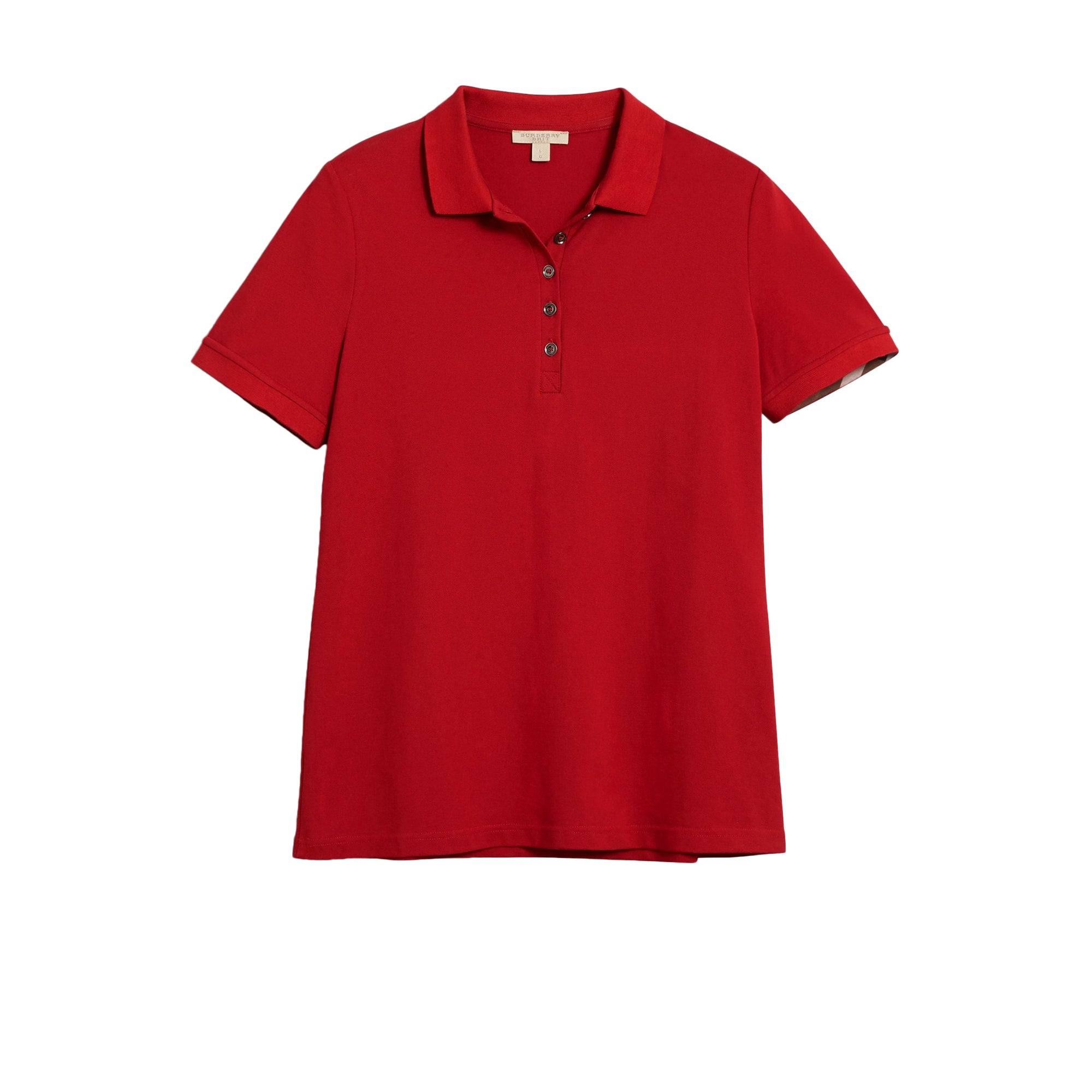 Polo en piqué de coton extensible avec éléments check - Military Red