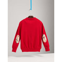 Cardigan bomber en coton avec coudières à motif check - Military Red