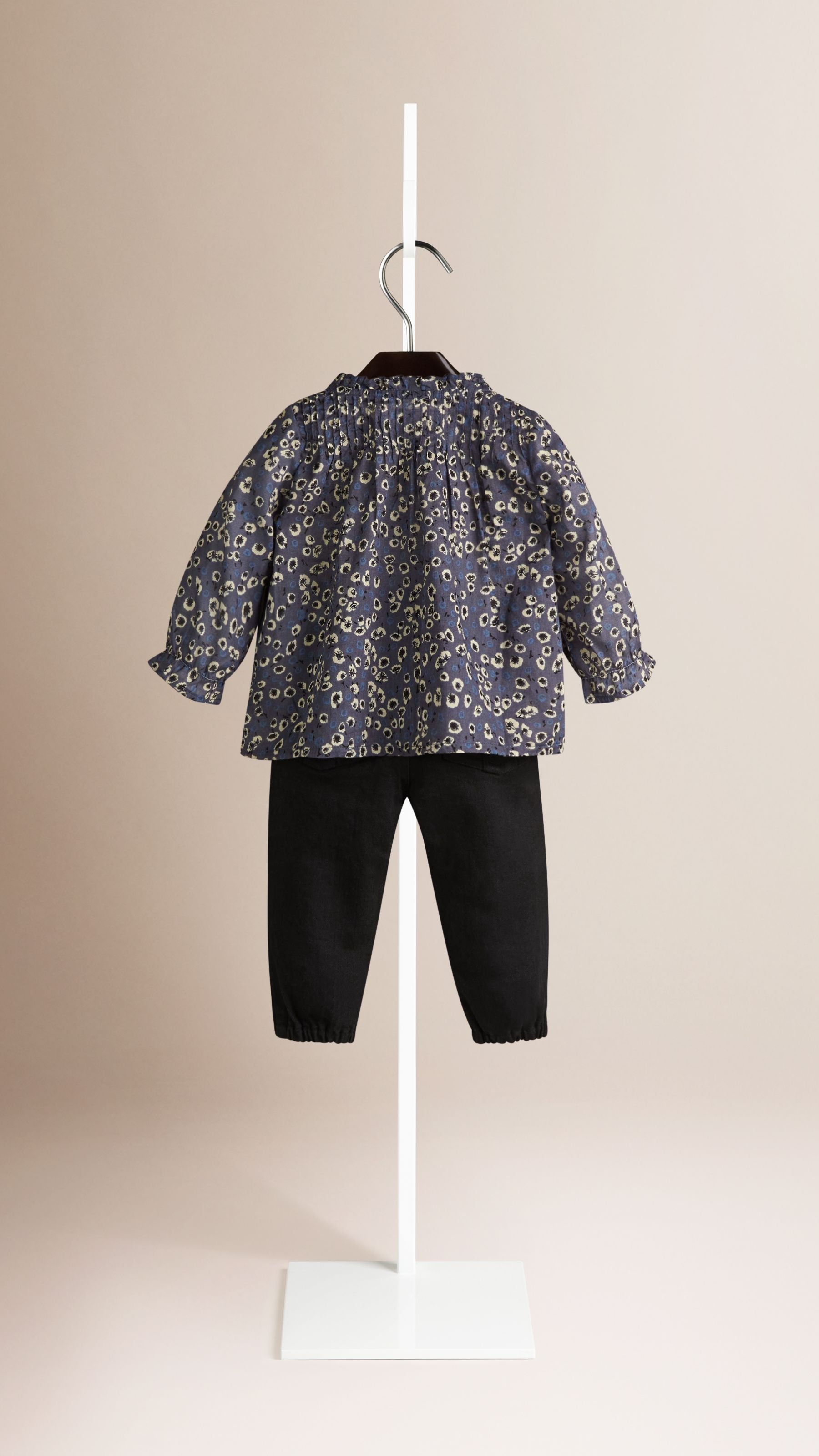 Robe à motif floral avec nervures - Stone Blue