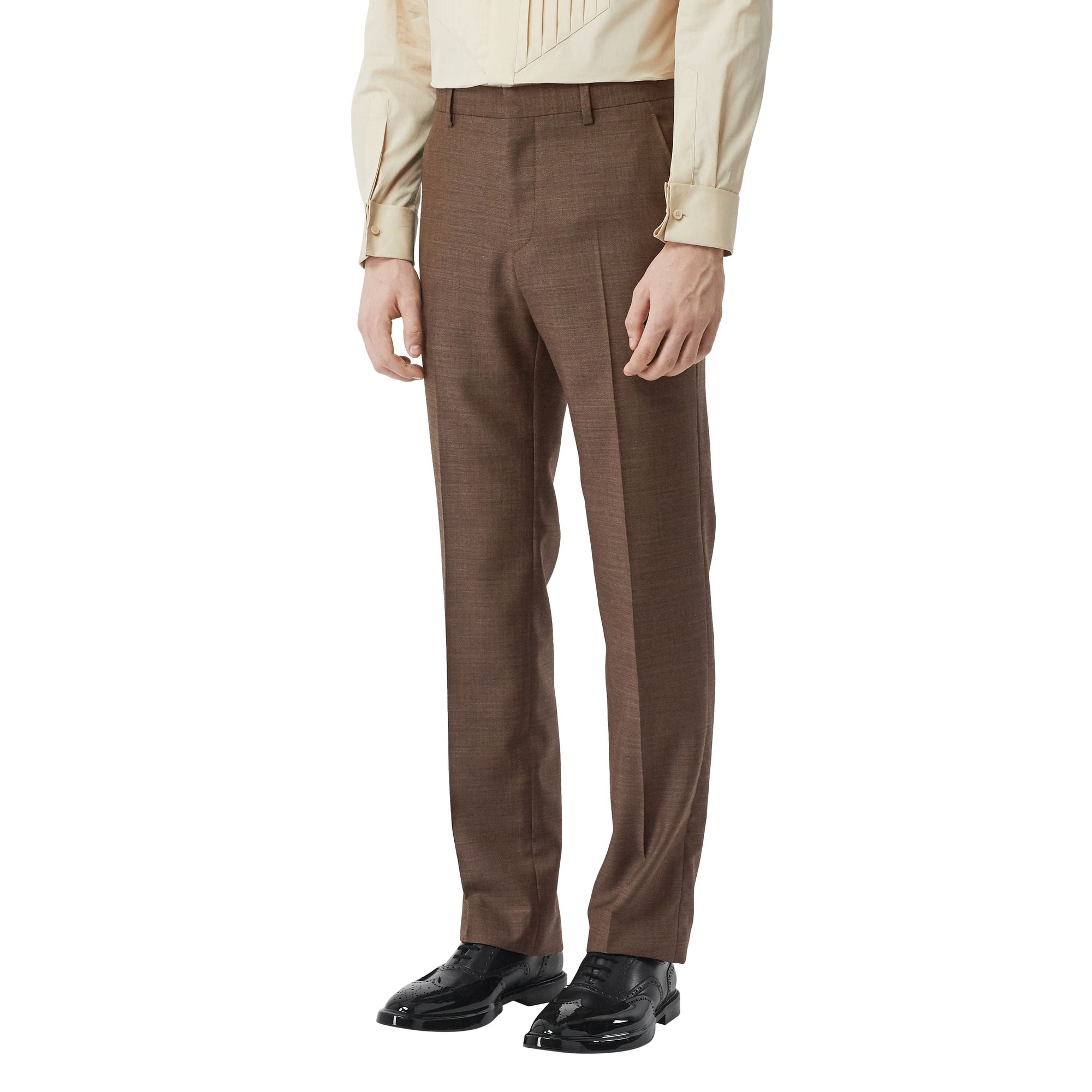 Pantalon de costume en laine peau de requin - Deep Brown