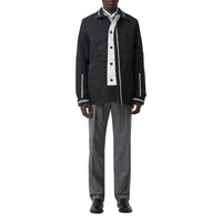 Veste utilitaire en lin technique rayée réversible - Black
