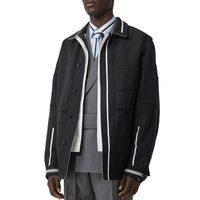 Veste utilitaire en lin technique rayée réversible - Black
