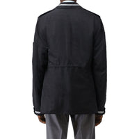 Veste utilitaire en lin technique rayée réversible - Black