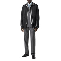Veste utilitaire en lin technique rayée réversible - Black