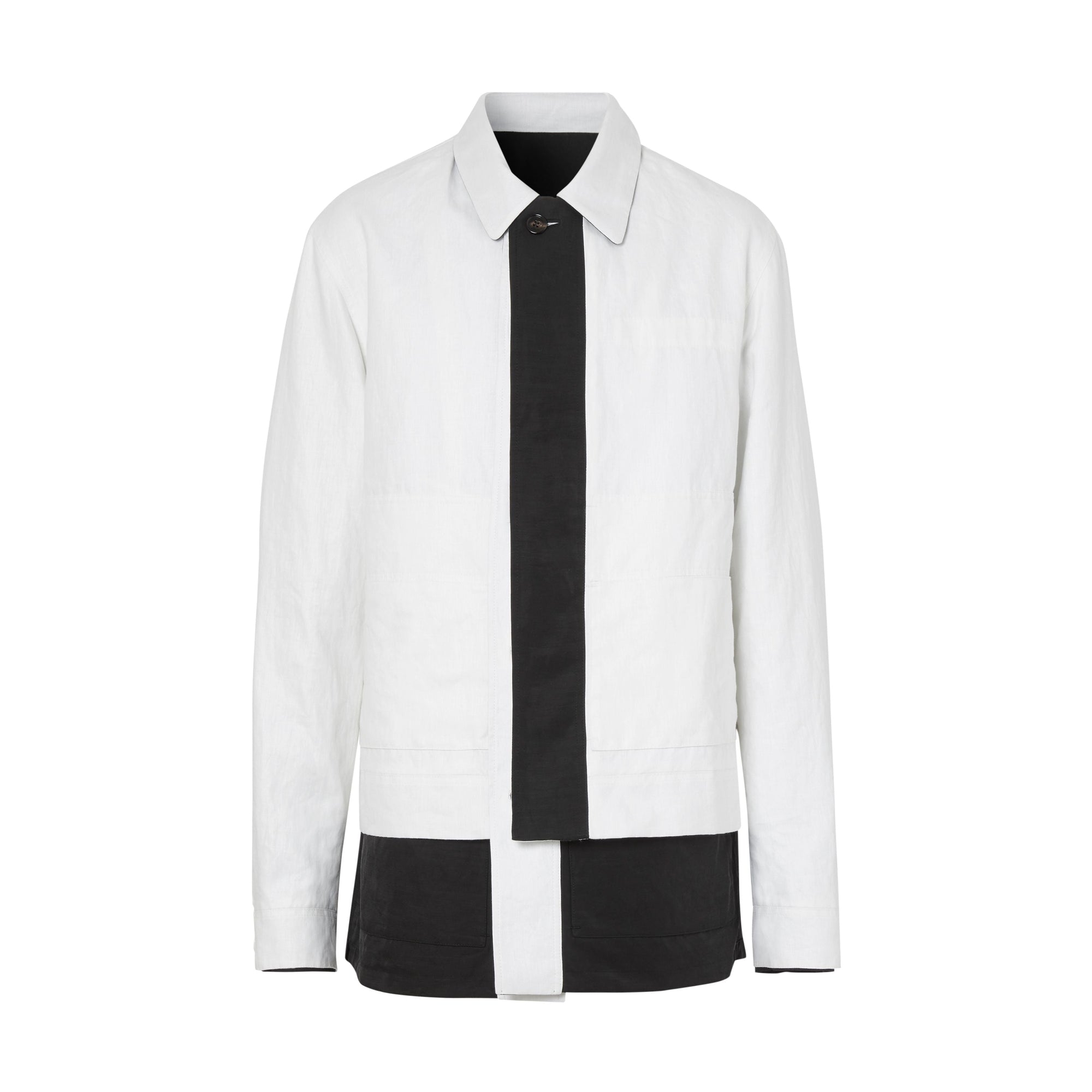 Veste utilitaire en lin technique rayée réversible - Black