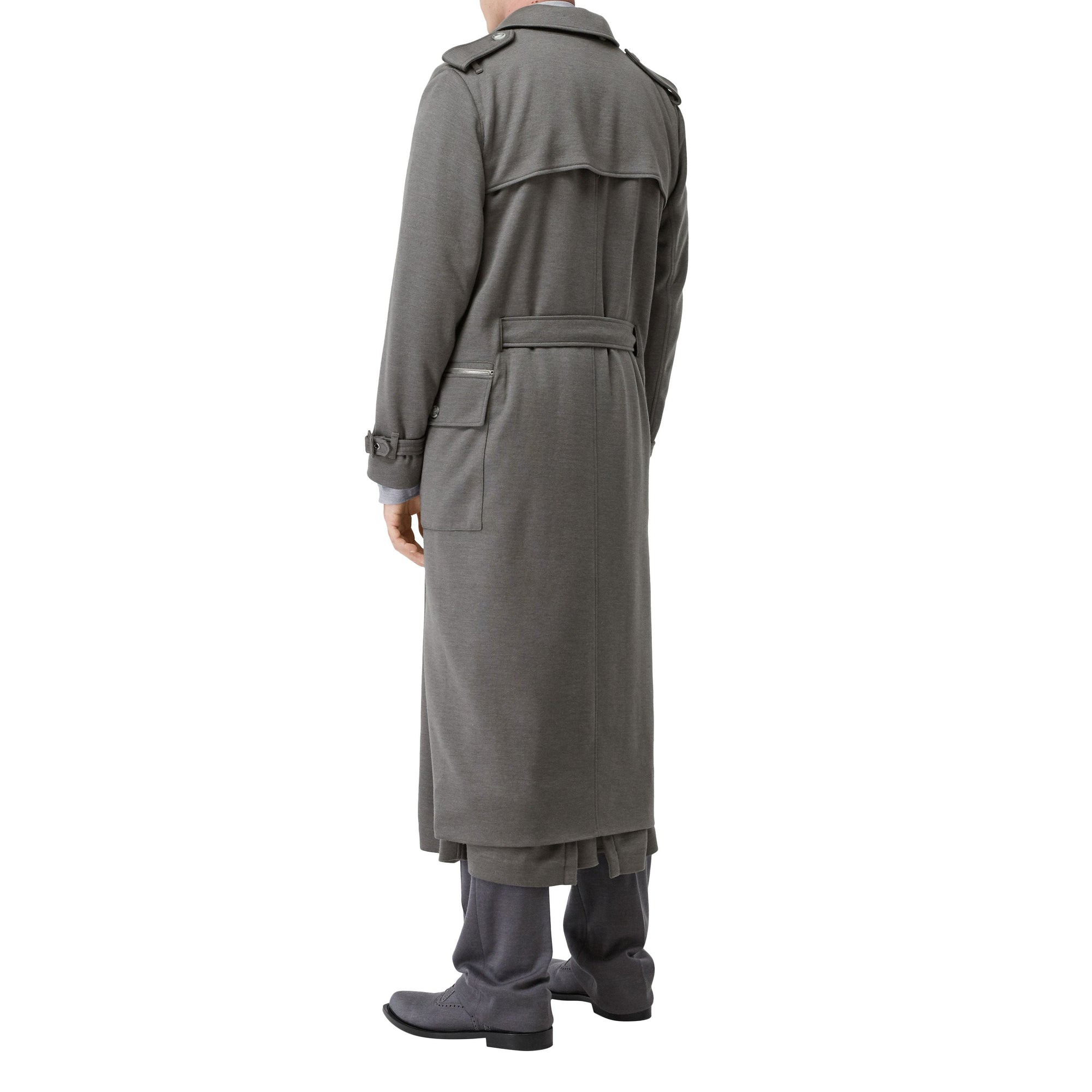 Trench en cachemire et soie avec poches cargo - Cloud Grey