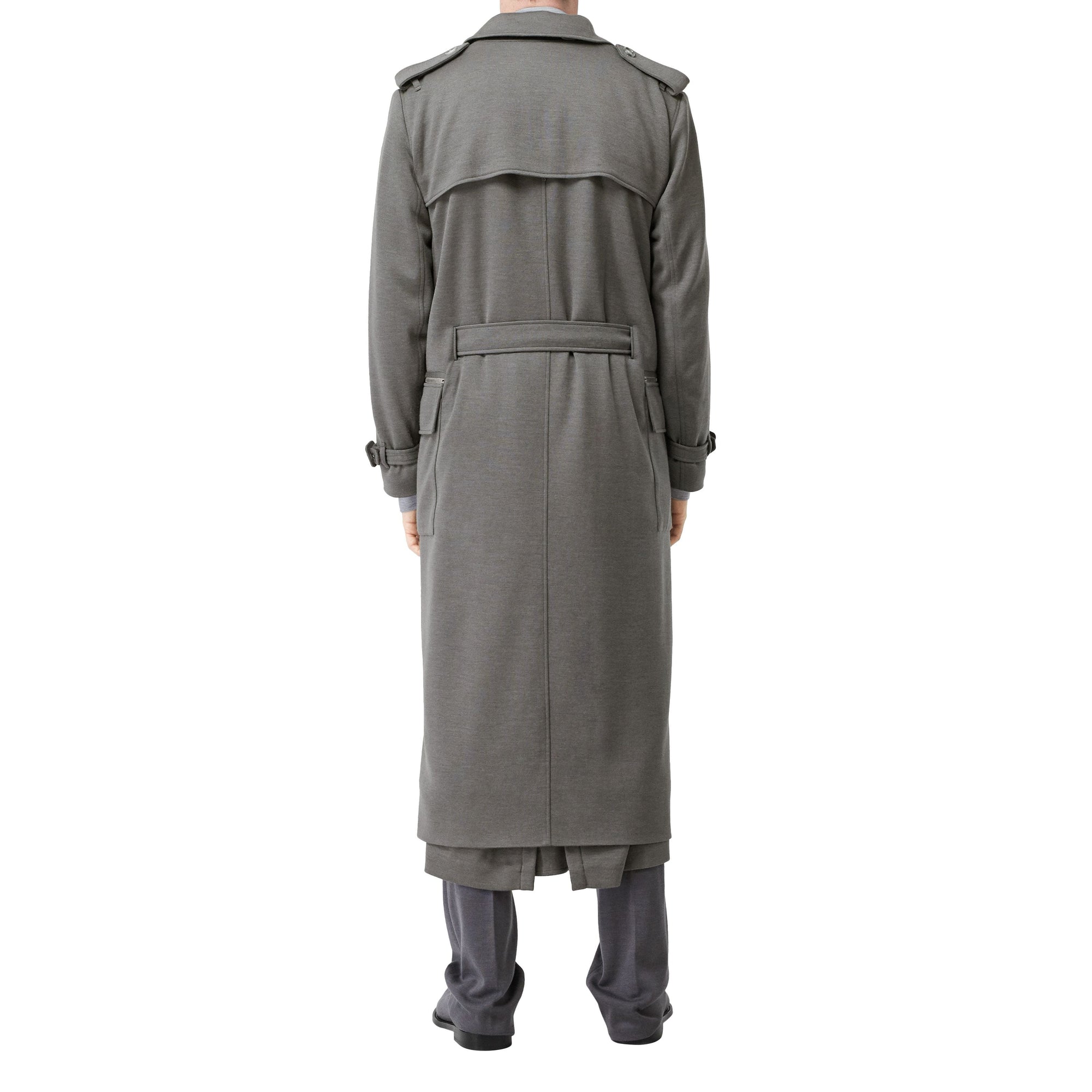 Trench en cachemire et soie avec poches cargo - Cloud Grey