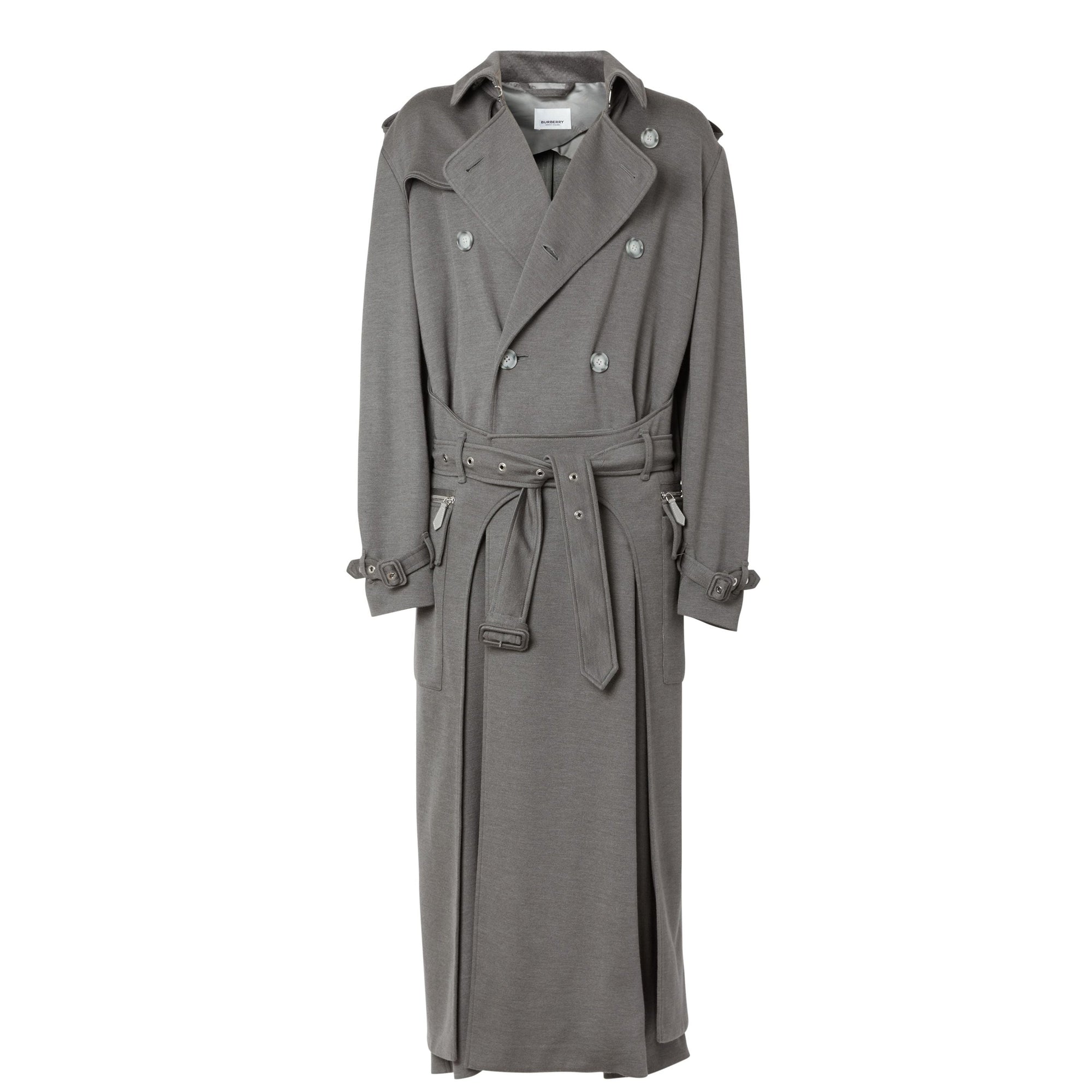 Trench en cachemire et soie avec poches cargo - Cloud Grey