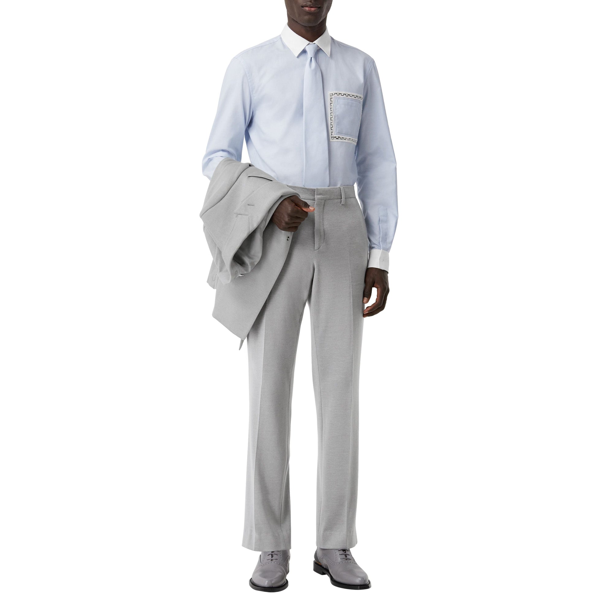 Pantalon de costume en jersey de cachemire et soie - Light Pebble Grey